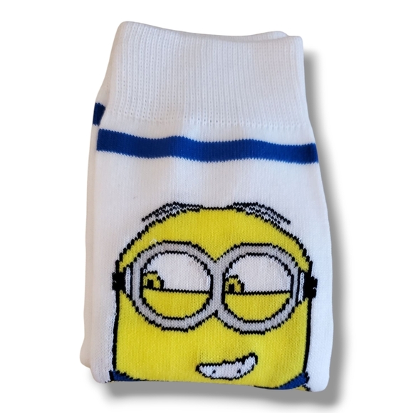 MINION Blue, Black and Yellow BELLO Cartoon Character Crew Socks 6-12 / 10-13 - Picture 4 of 5